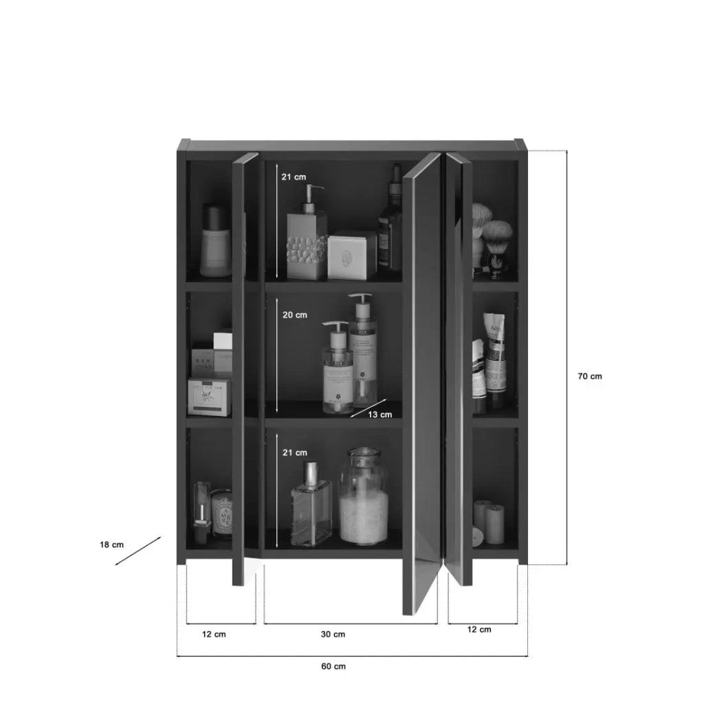 Mobile da bagno con specchio - Nero lucido - KLEANKIN