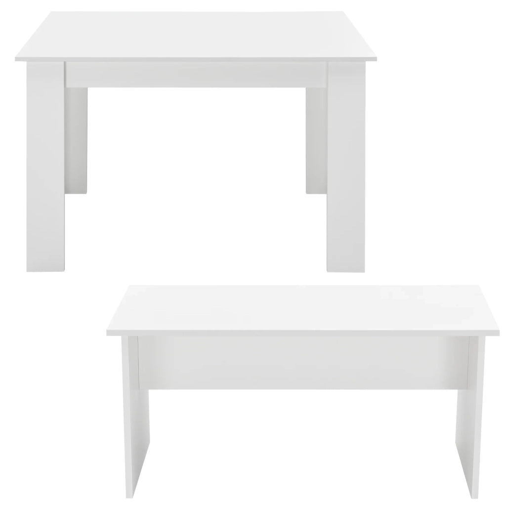 Set tavolo e 2 panche set mobile da pranzo per 4 persone 110 cm bianco 03_0005809