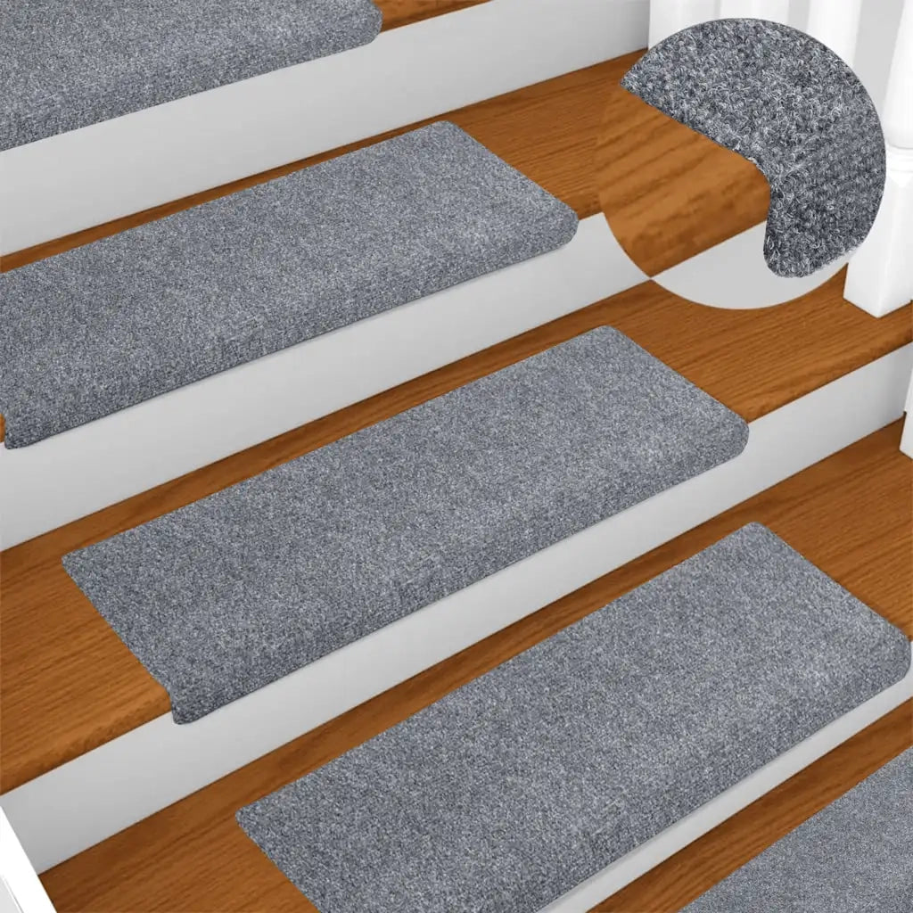 Tappetini per scale autoadesivi 10 pz | Gradini per Scale 65x21x4 cm Grigio chiaro bordo rettangolare