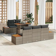 Set da Pranzo per Giardino con cuscino 6 pcs Grigio e Marrone
