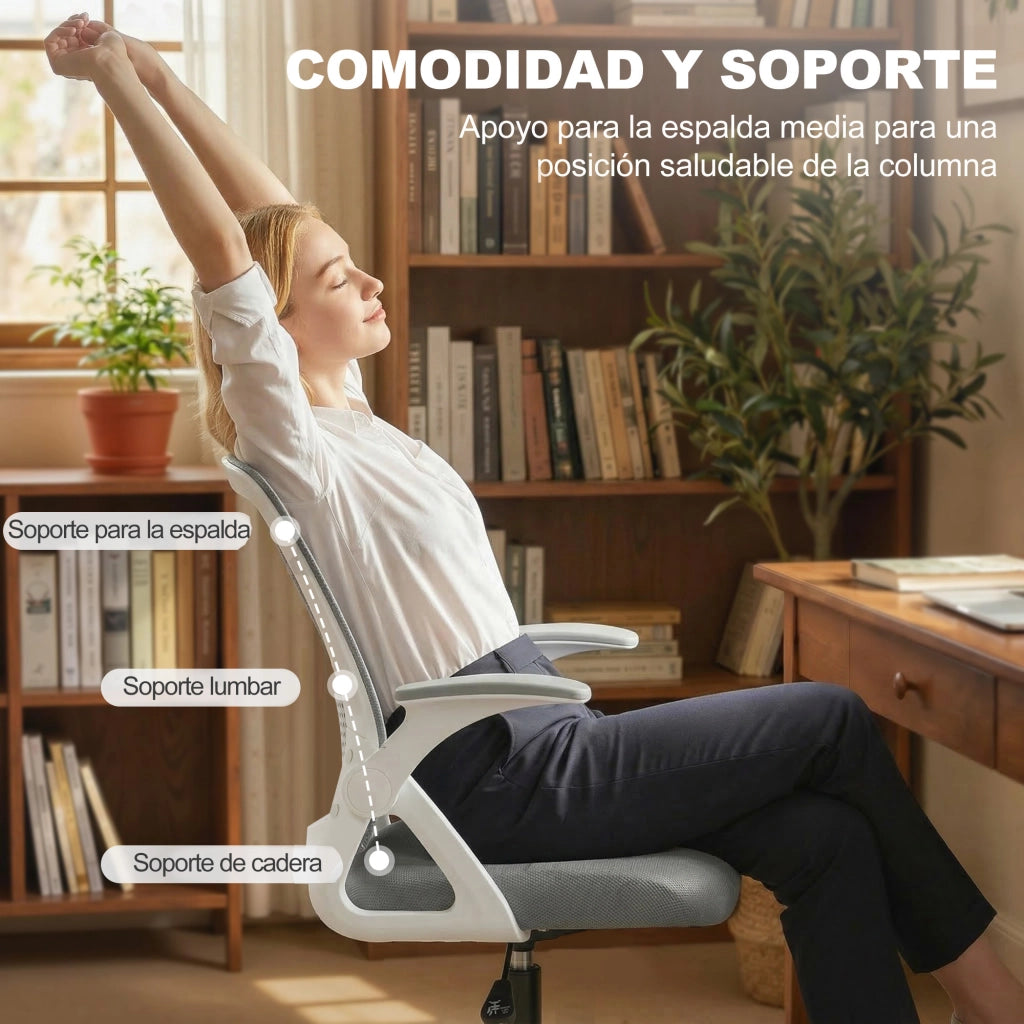 Sedia da ufficio con rete ¨C Zephmum ¨C Grigio, regolabile