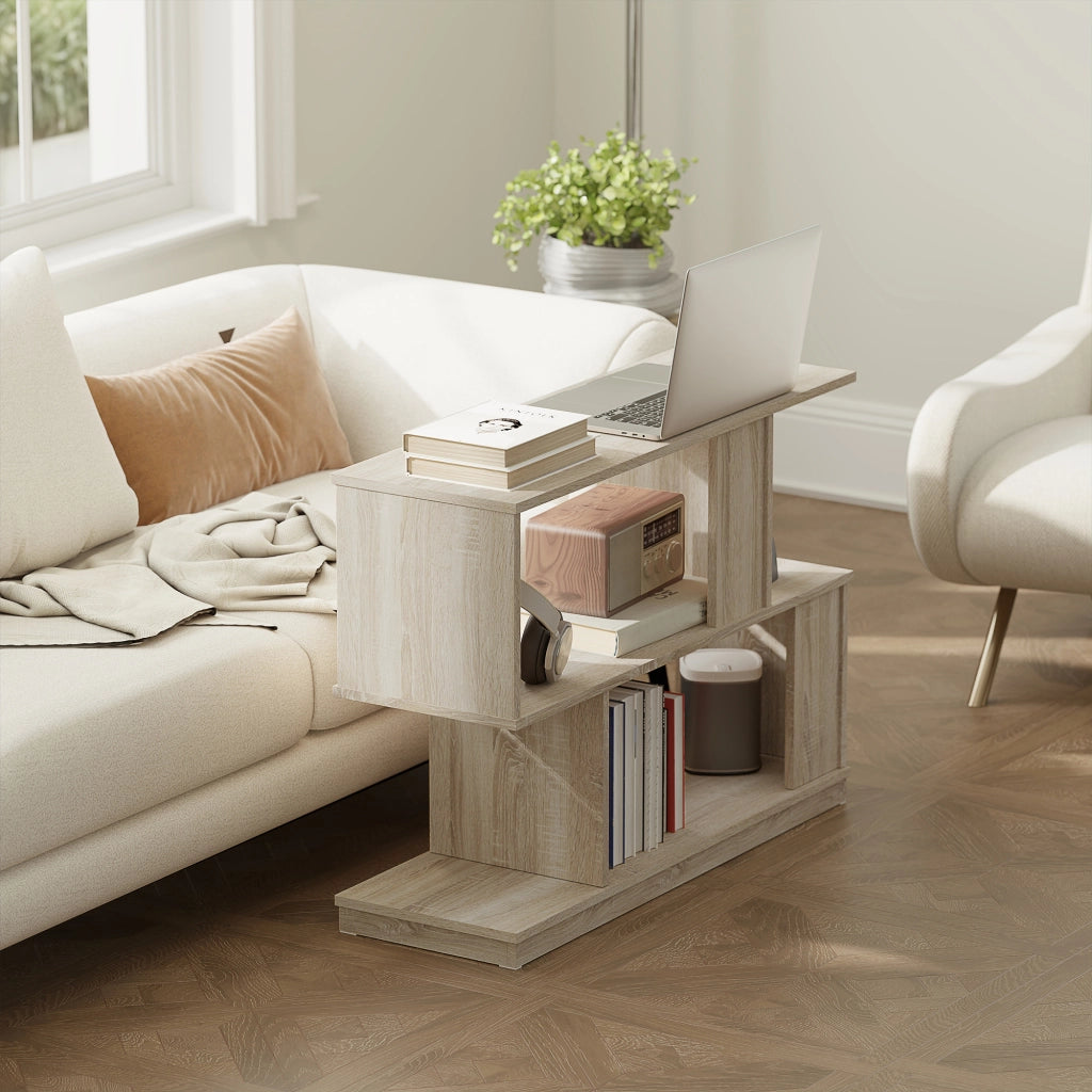 Tavolino da caff¨¨ moderno con 3 ripiani ¨C zephmum ¨C legno 90x30x61 cm