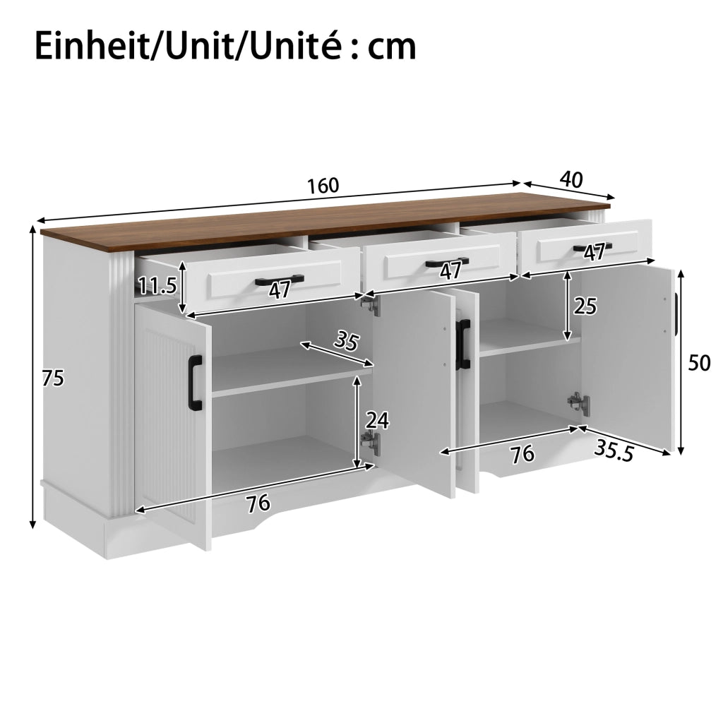 Credenza con cassetti in MDF bianco
