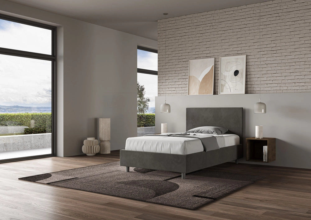 Letto 1 Piazza e Mezzo 120x200 cm con Rete Adele Grigio