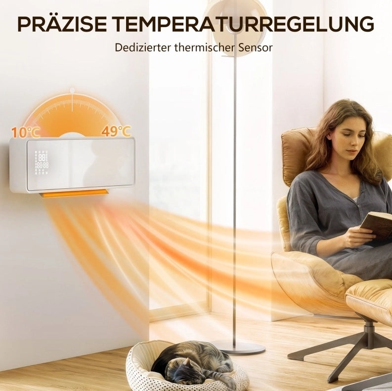 Termoventilatore da parete 2000 W 54x18,7x12,3 cm ABS bianco con timer