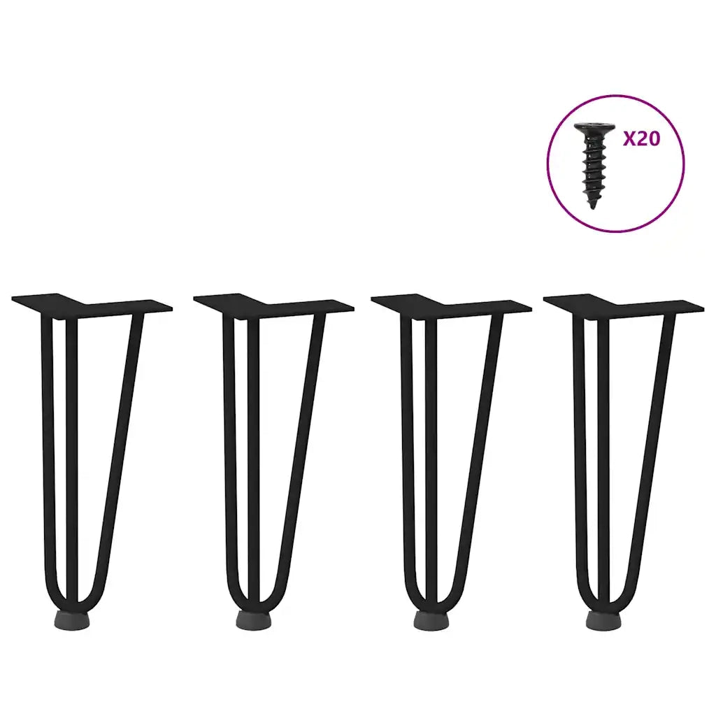 Gambe a forcina per tavolino 4 pz nere 30 cm in acciaio massiccio 4012436