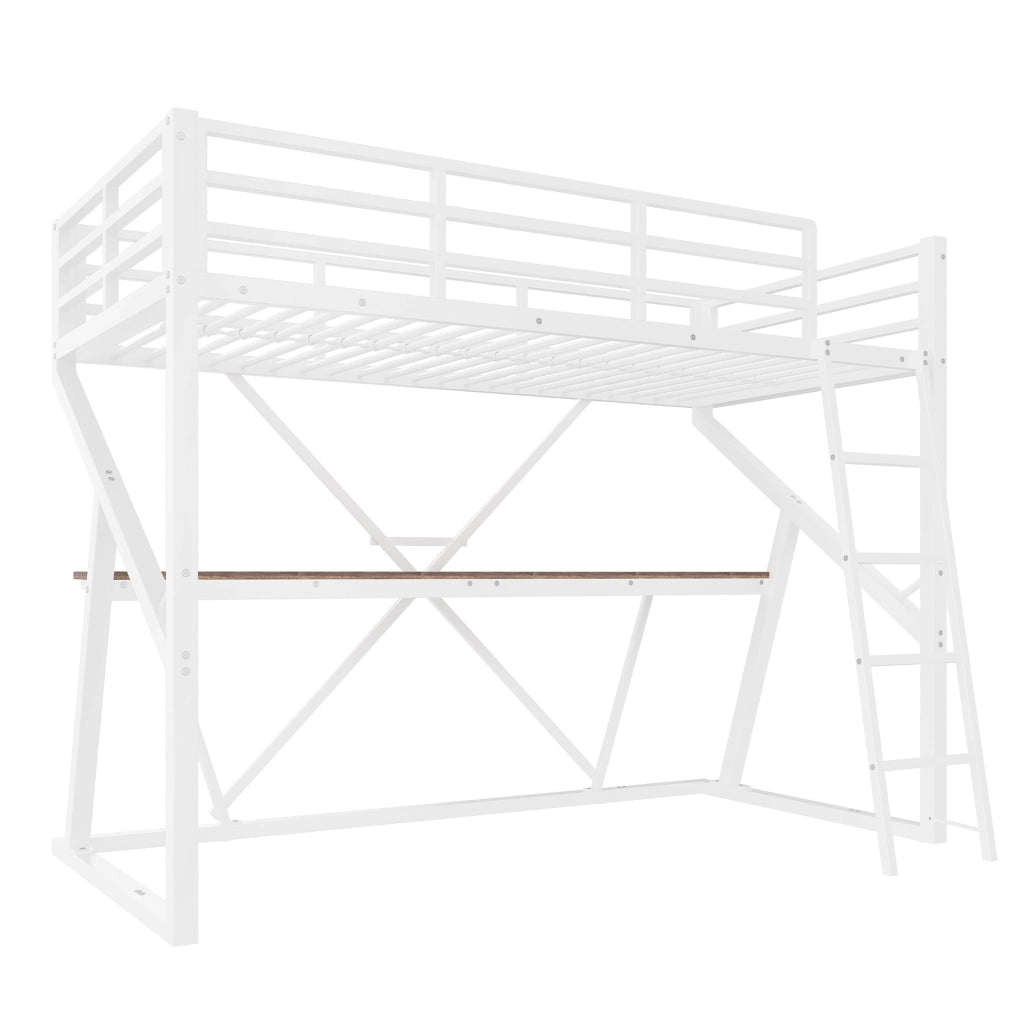 Letto a soppalco 90x200 con scrivania, scala e LED multicolore