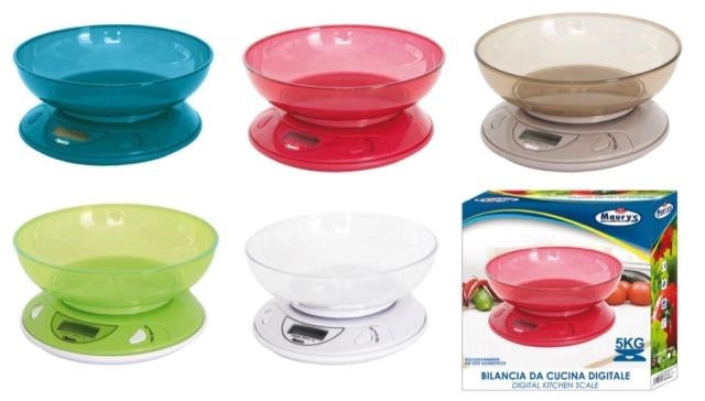 MAURY'S BILANCIA CUCINA ELETTRONICA CON DISPLAY DIGITALE FLUO PORTATA 5KG