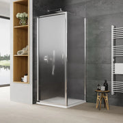 Box doccia slim 75x80cm con porta a battente e parete fissa profili cromati e vetro 6mm opaco h190| Portofino