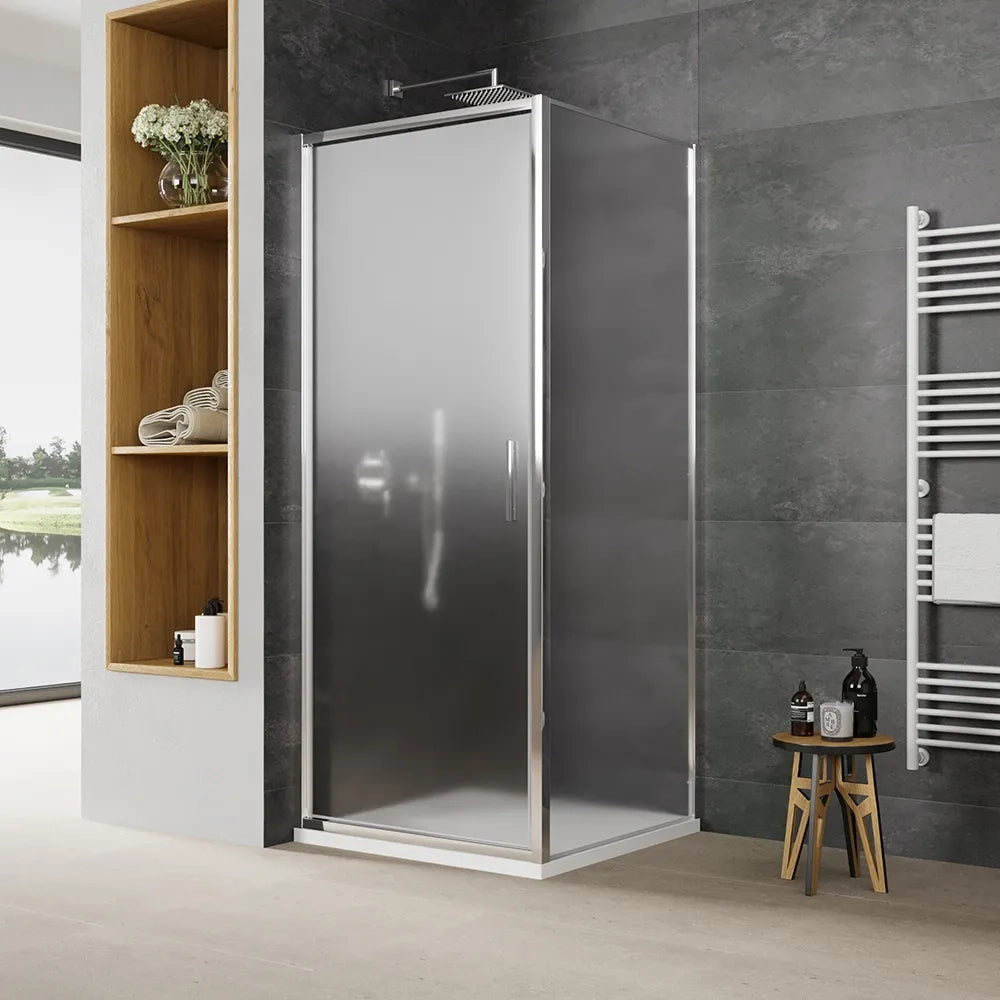 Box doccia slim 75x80cm con porta a battente e parete fissa profili cromati e vetro 6mm opaco h190| Portofino