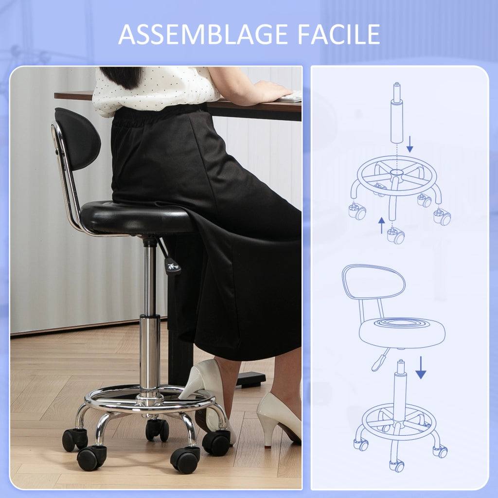 Sgabello girevole con schienale e altezza regolabile 70-86 cm ¨C Minimal ¨C nero