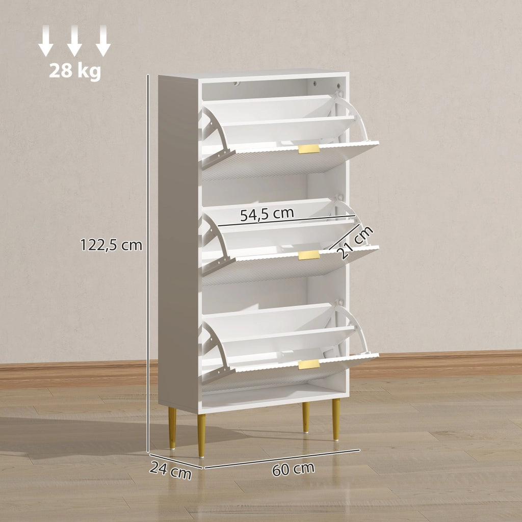 Scarpiera con ante, cassetti e ripiani regolabili ¨C zephmum ¨C bianco 60x24x122,5cm