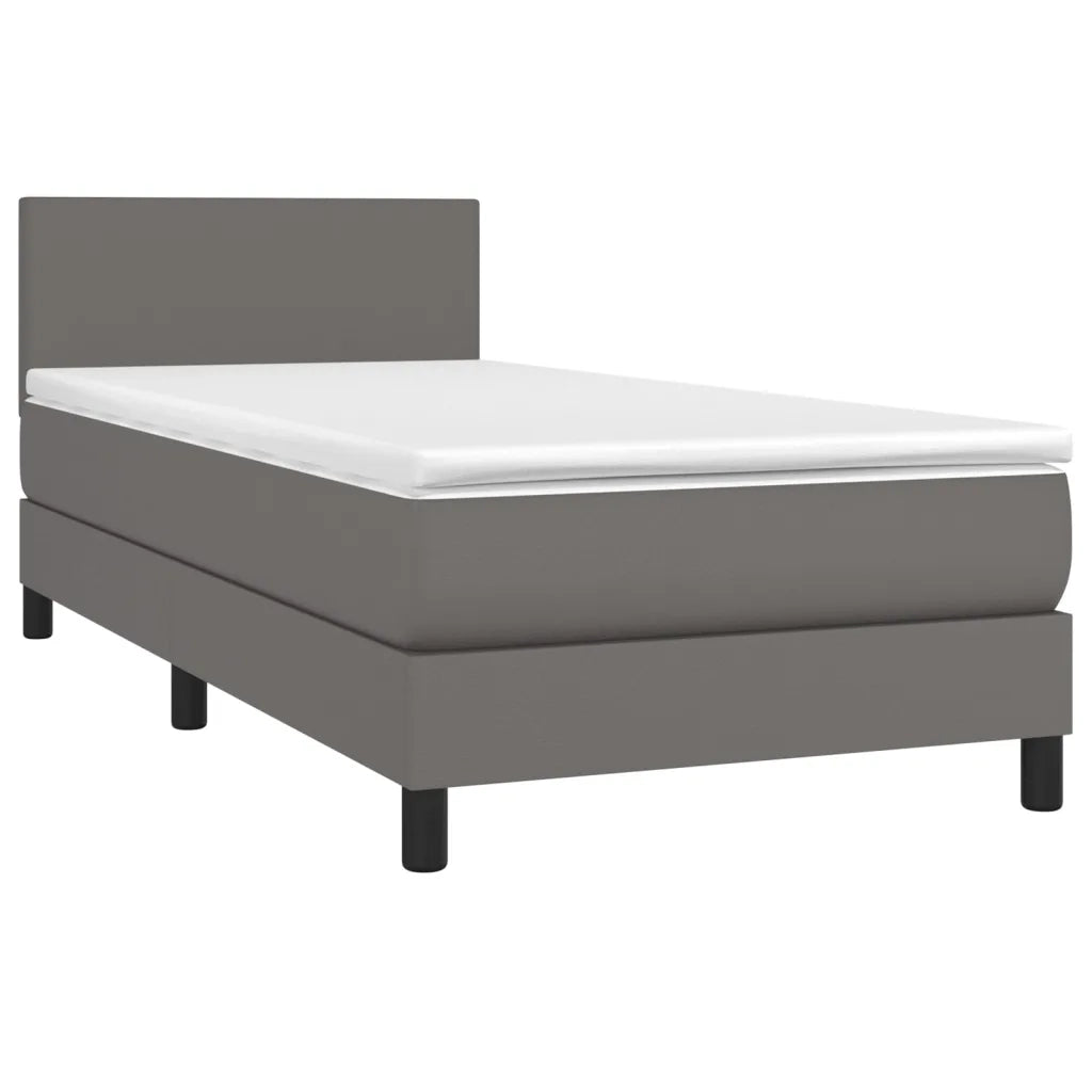 Giroletto Molle con Materasso e LED-Struttura Letto Grigio 90x190cm Similpelle 832554