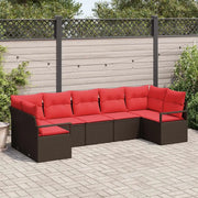 Set Divano da Giardino 7 pcs Marrone e Rosso polyrattan 3355203