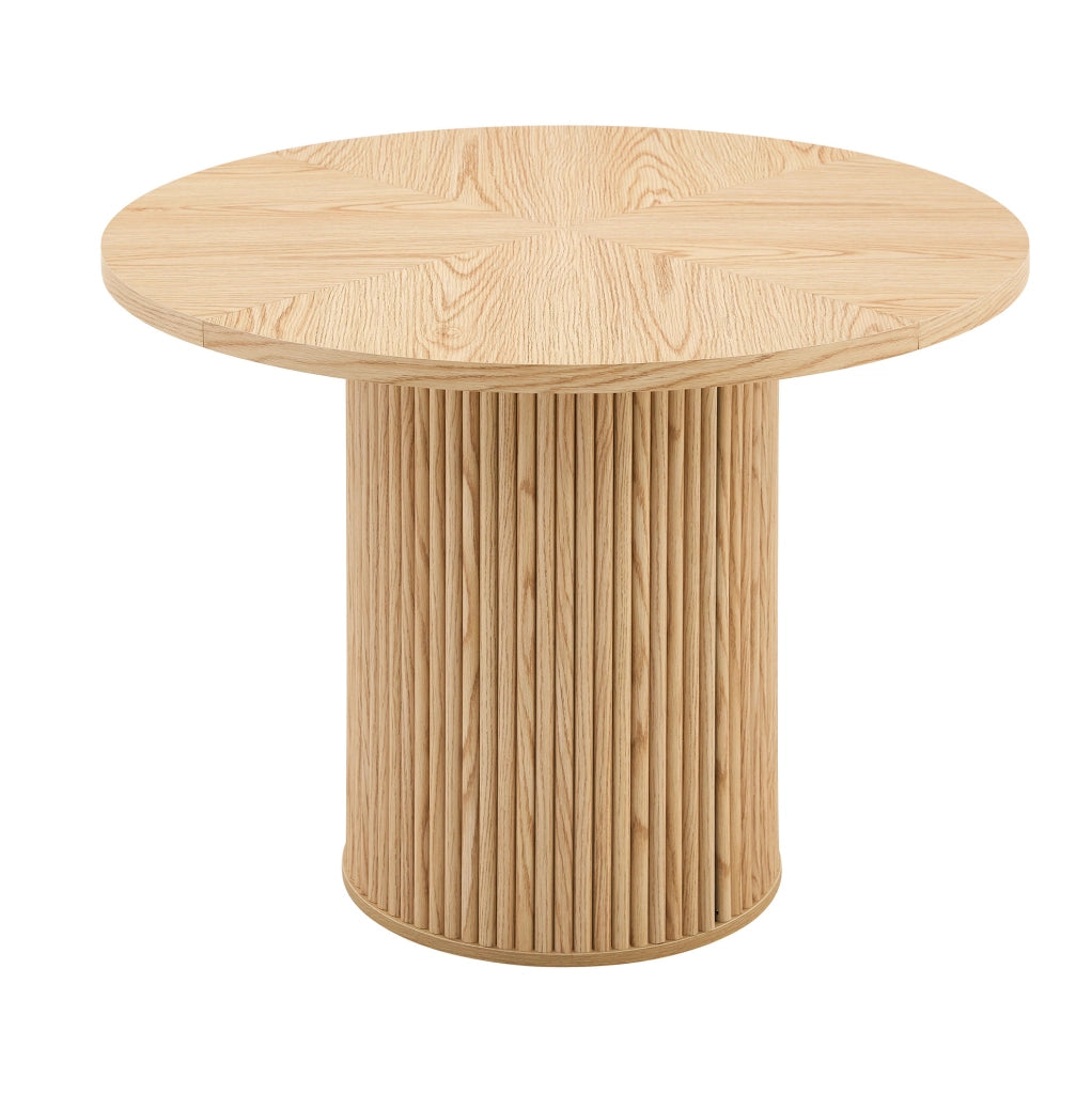 Tavolo da pranzo rotondo in MDF 100 cm con piano suddiviso in 4 segmenti e gambe cilindriche con supporto metallico