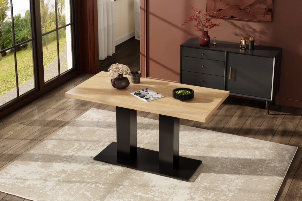 Tavolo da pranzo allungabile 140/180x70 cm, MDF, per 6-8 persone, design semplice, colore legno naturale