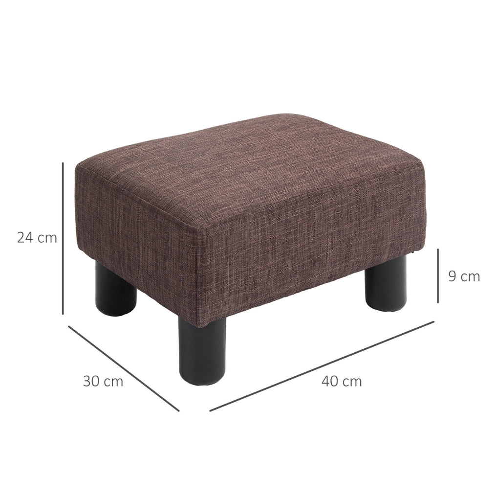 Poggiapiedi Rettangolare in Lino Marrone 40x30x24 cm con Struttura in Legno Massello fino a 110 kg