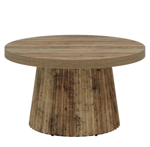 Tavolino da salotto rotondo in MDF con base scanalata, 80 cm, design minimalista