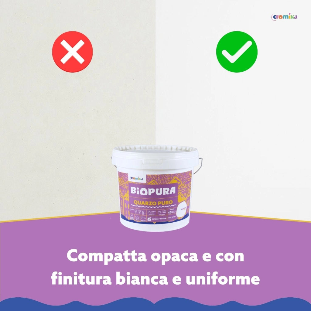 Pittura murale quarzo puro interni esterni finitura opaca linea biopura cromika *** formato 10 lt, confezione 1