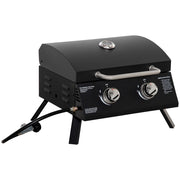 Barbecue a Gas da Tavolo Pieghevole ¨C Xylo ¨C 2 Bruciatori 5KW Acciaio Nero
