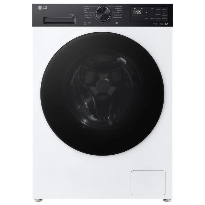 LG lavatrice intelligente 11 kg, F4NX5011TKB, classe A, carica frontale, 1400 giri, TurboWash, Steam, Wi-Fi, bianco e nero