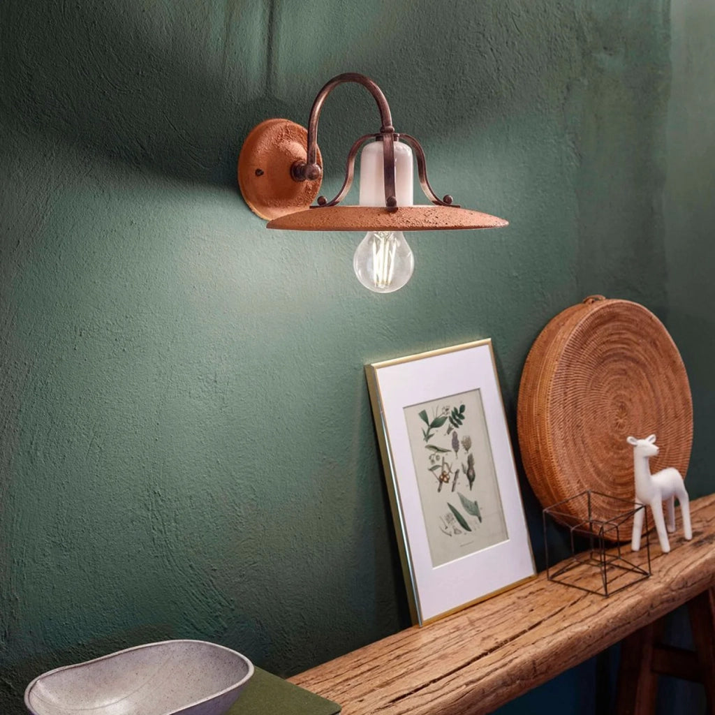 Applique Classica Bologna Metallo E Ceramica Nero Sfumato Rame 1 Luce E27