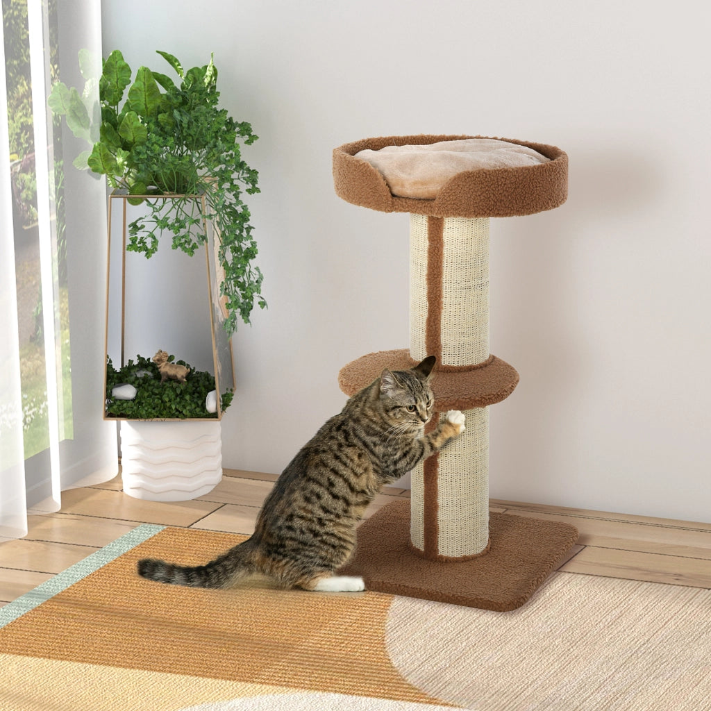 Tiragraffi Albero per Gatti con Cuccia e Pali in Corda ¨C Minimal ¨C Grigio