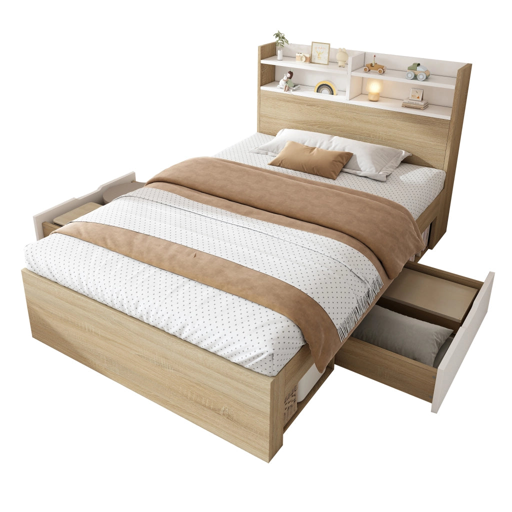letto singolo legno bianco quercia 90x200 cm