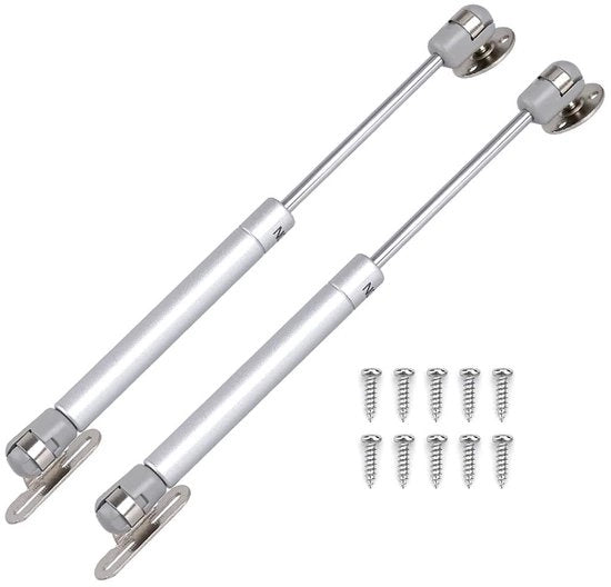Corona d'Oro - Stabilizzatore Idraulico a Gas - Chiusura Soft - 2 Pezzi - Color Argento - Sostegno per Porte Pesanti - Ideale per Montaggio Coperchi