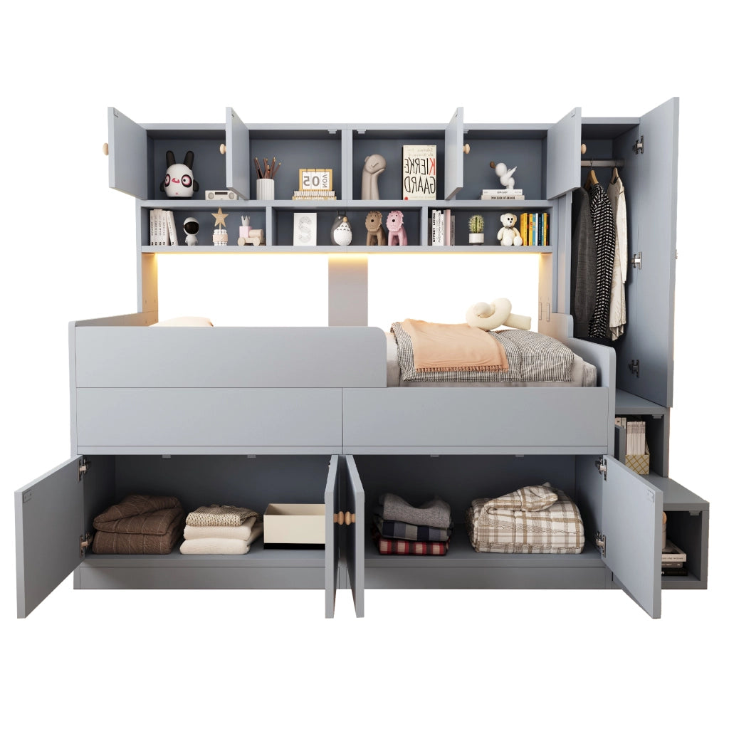 letto in legno grigio 96 x 238 cm