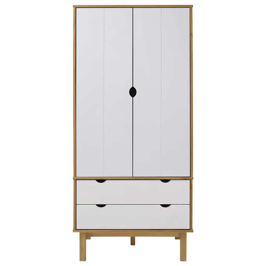 Armadio OTTA Marrone e Bianco 76,5x53x172 cm in Legno di Pino CFW9576393