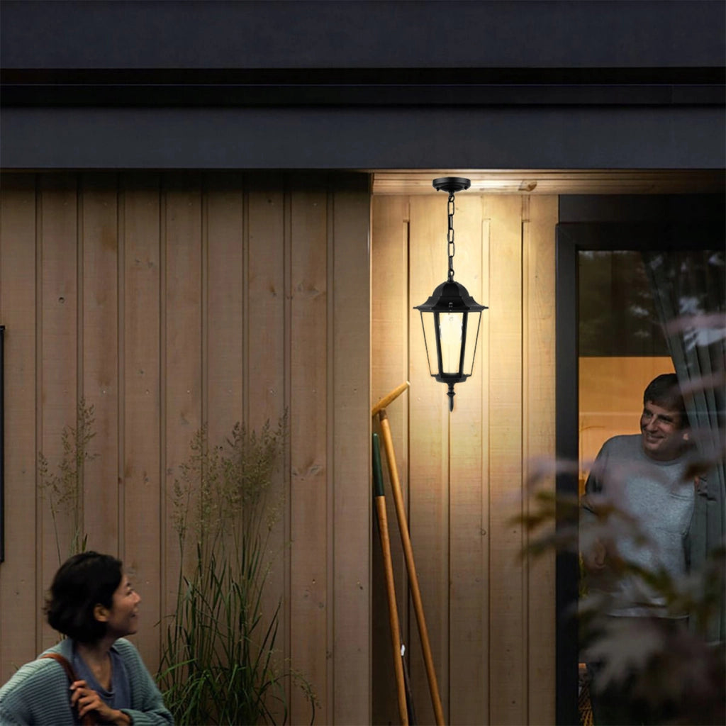 Sospensione Esterno Riley Alluminio Nero 1 Luce E27 Ip44