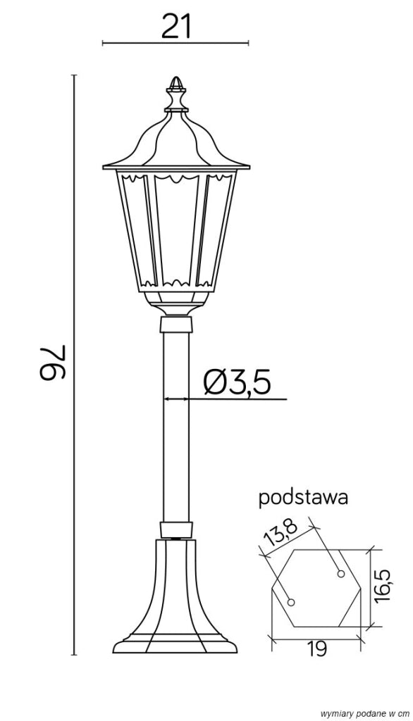 Lampione giardino esterno Retro SU-MA nero 76cm E27 IP43