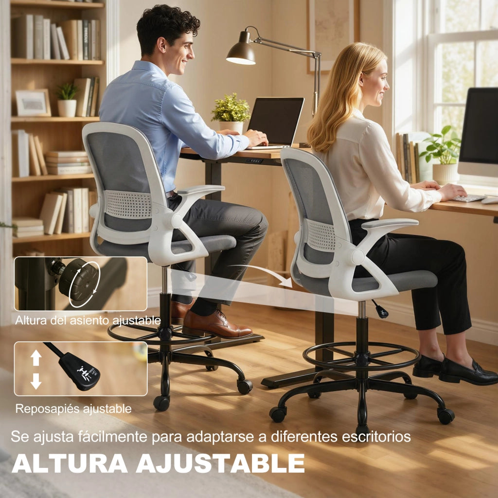 Sedia da ufficio con rete ¨C Zephmum ¨C Grigio, regolabile