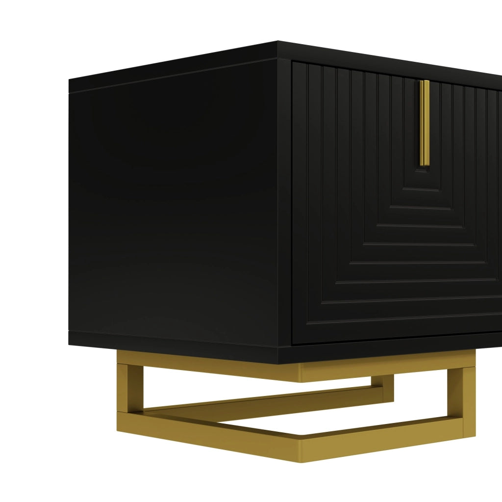 Mobile TV 160x38x44.5 cm; 4 porte con ripiani e cerniere ammortizzate; truciolare; nero