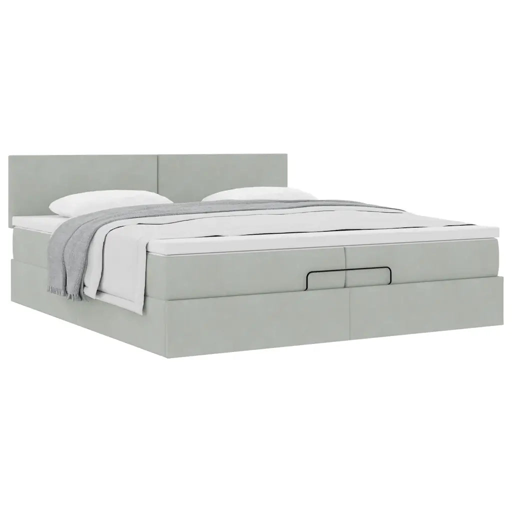 Struttura Letto Pouf con Materasso 200x200 cm in Velluto