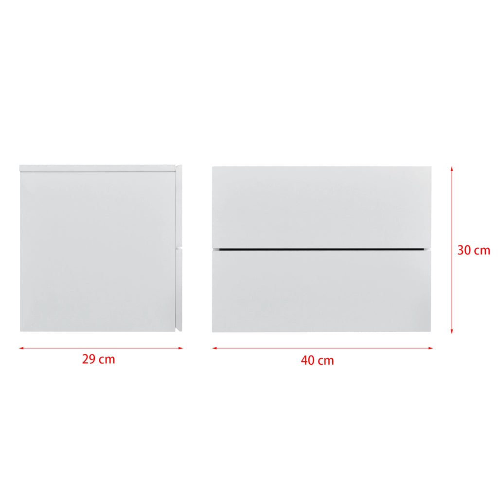 Comodino da Parete Ampfing con 2 Cassetti 40x29x30 cm Bianco [en.casa]