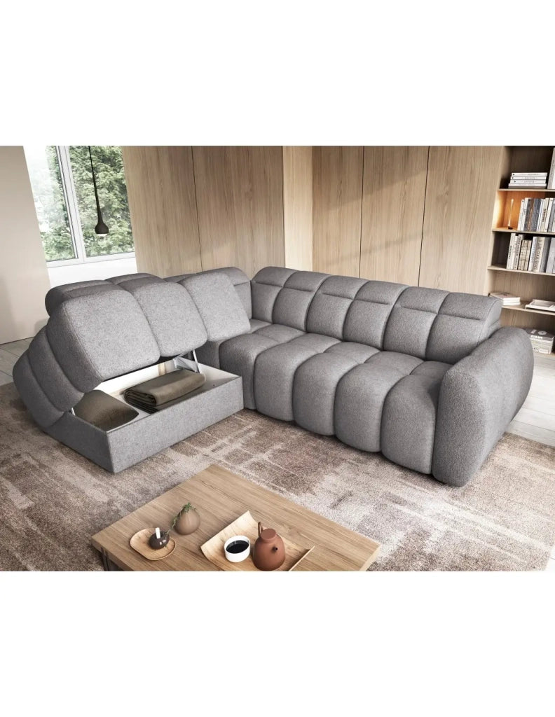Divano ad angolo elettrico RONDA 4 posti grigio – angolo sinistro