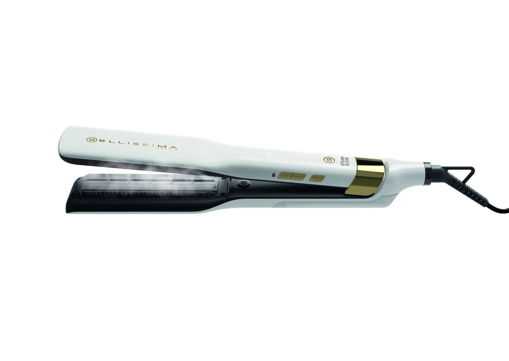 BELLISSIMA 11808 Steam Elixir Piastra per Capelli a Vapore Ceramica Argan 4 Temperature 170°C 230°C 235 W colore Bianco