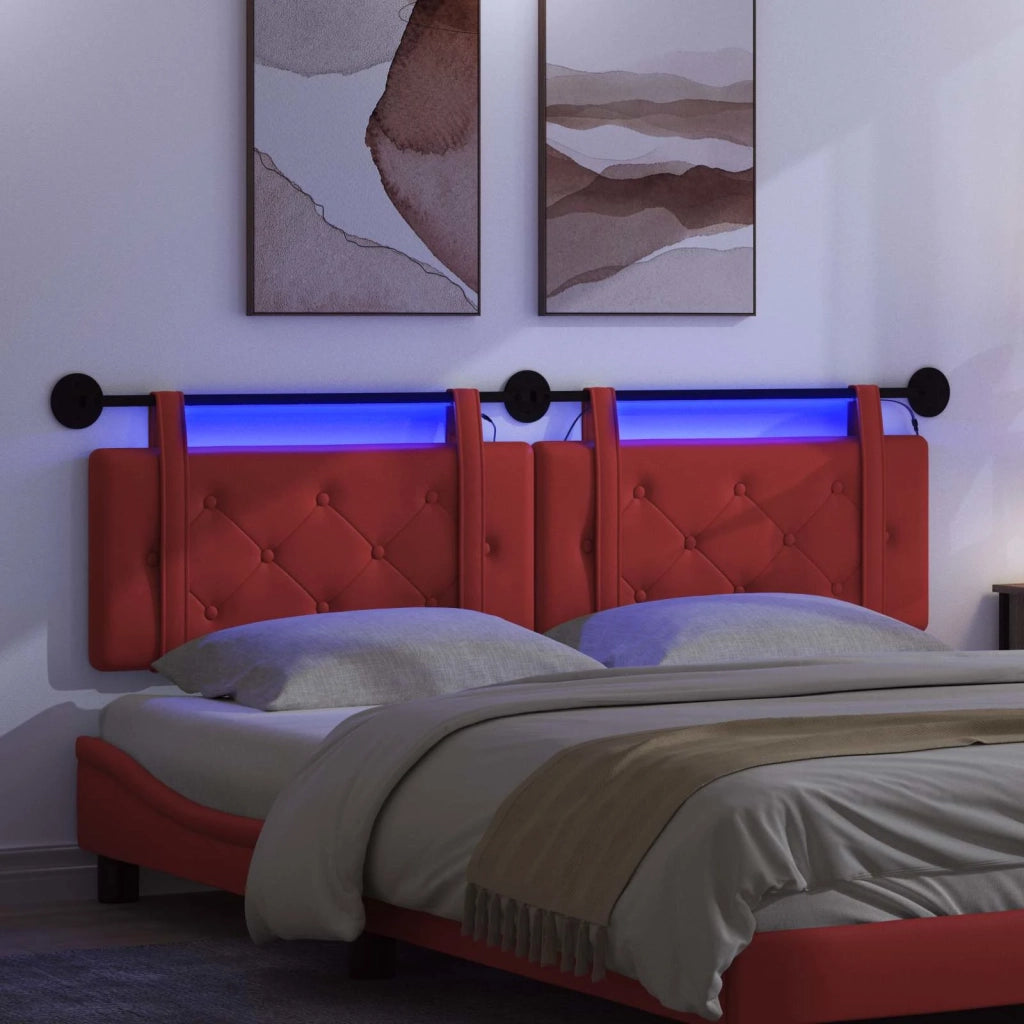 Testiera sospesa Con luce LED Rosso Similpelle 3424210