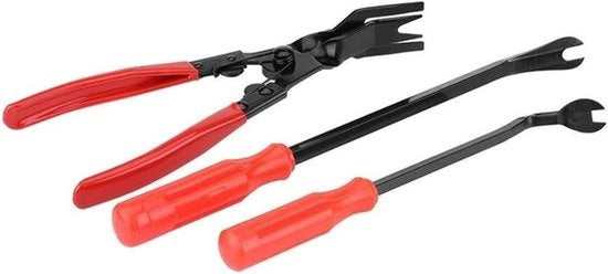 Strumento di fissaggio - Clip di fissaggio in plastica - Tang per clip - Strumento di rivestimento - Strumenti per flangia di veicolo - Nastri di fissaggio per rivestimento porta 3 pezzi - Tang per clip - Adatto per - Interno di auto - Nero