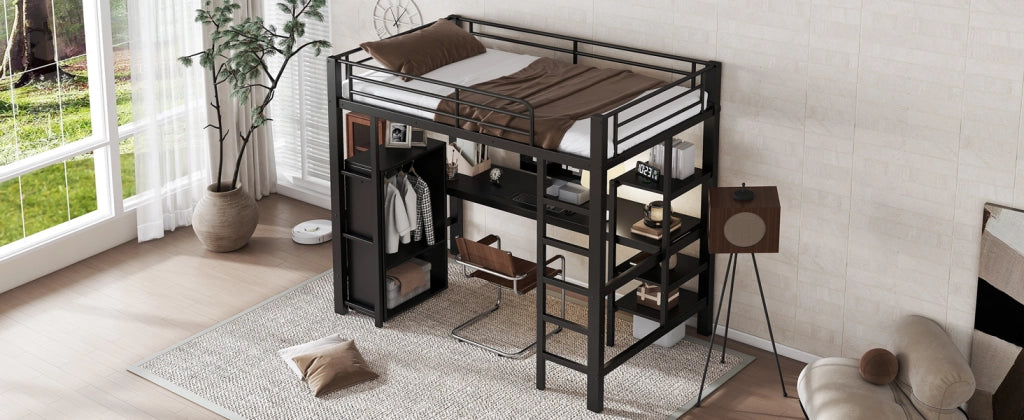 letto a castello metallo nero 90x200 cm
