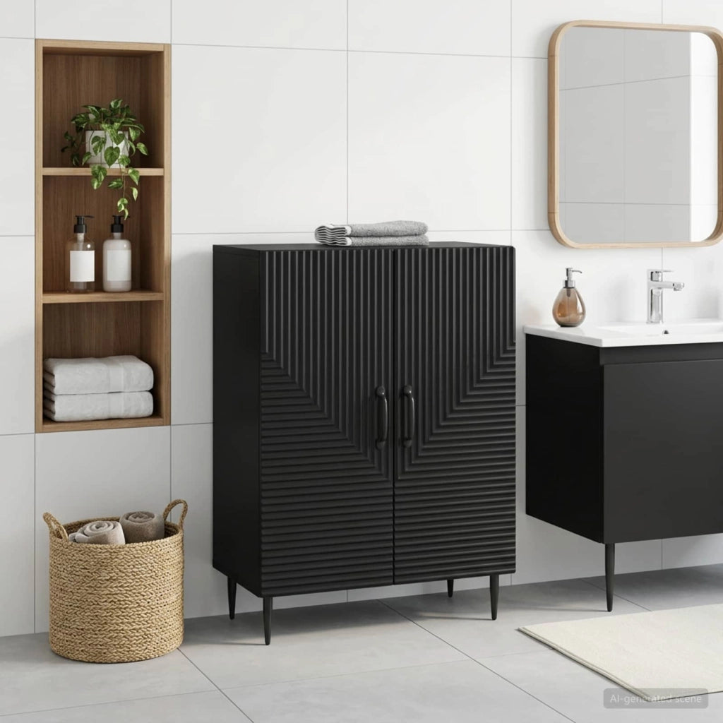 Mobiletto da Bagno HAARLEM Nero 59,5 x 31 x 80 cm 896836