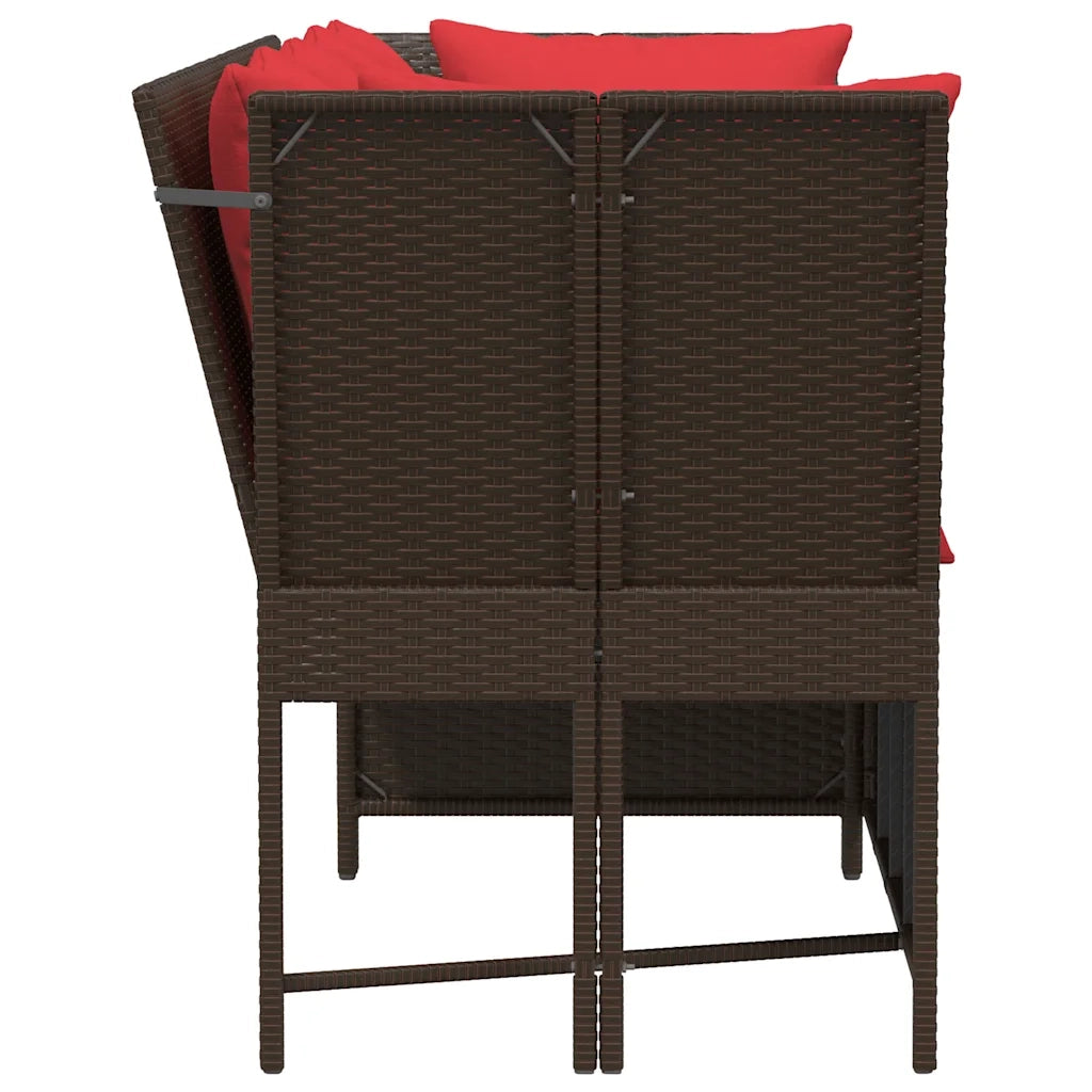 Divano da Giardino con Cuscini in Polyrattan Marrone 4104129
