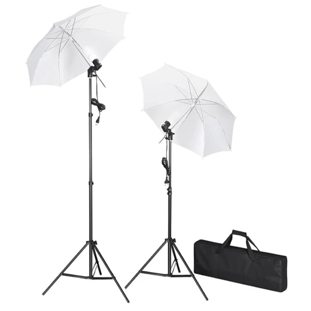 Kit professionale per studio fotografico con 5 fondali luci e ombrelli 02_0001495