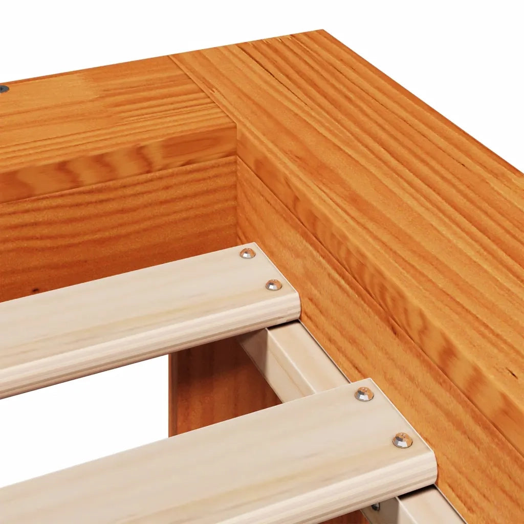 Letto senza Materasso-Struttura Letto Marrone Cera 135x190 cm in Legno di Pino 975413