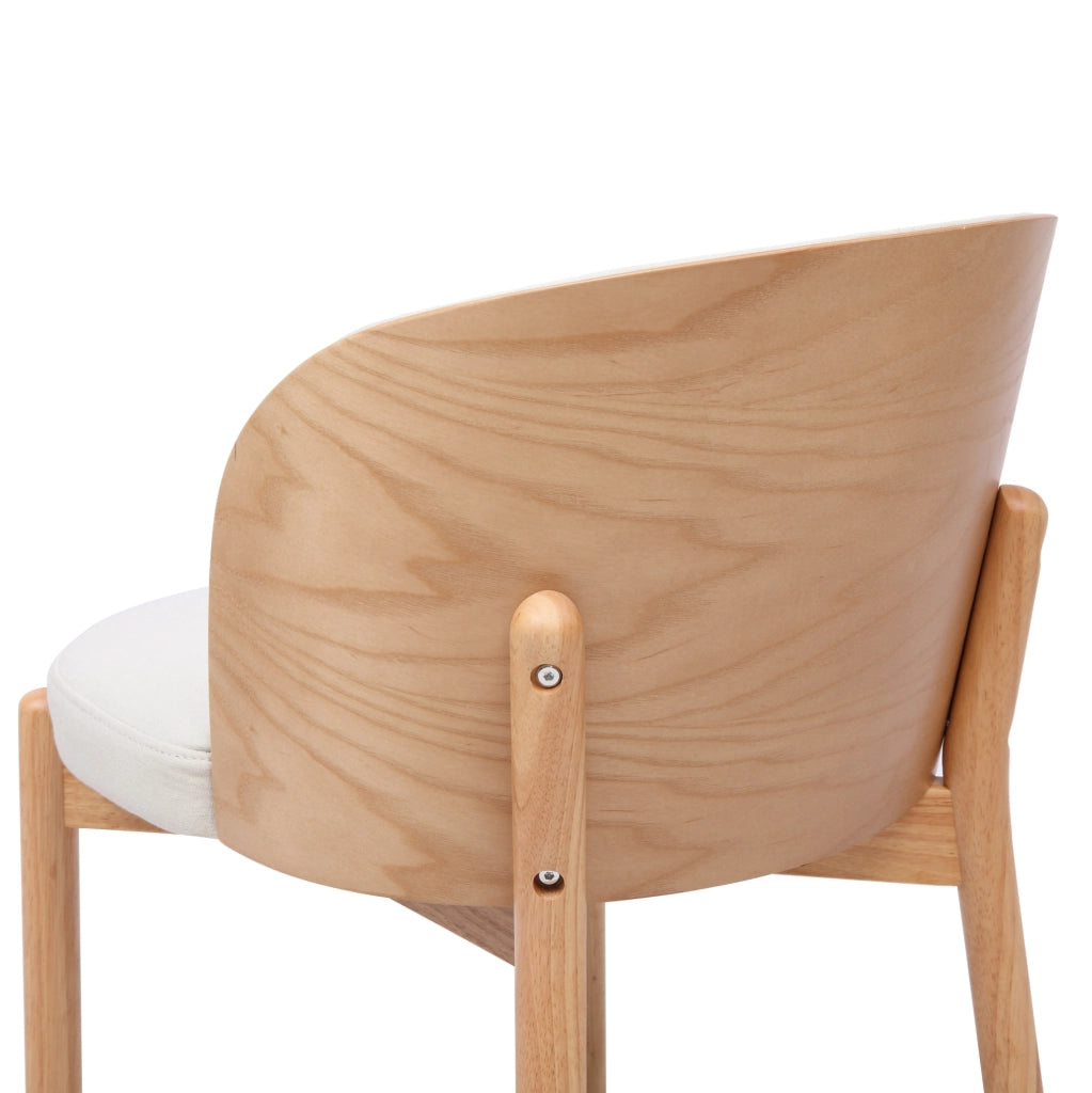 Set 4 sedie da pranzo in legno massello e tessuto di lino naturale HOMVRA