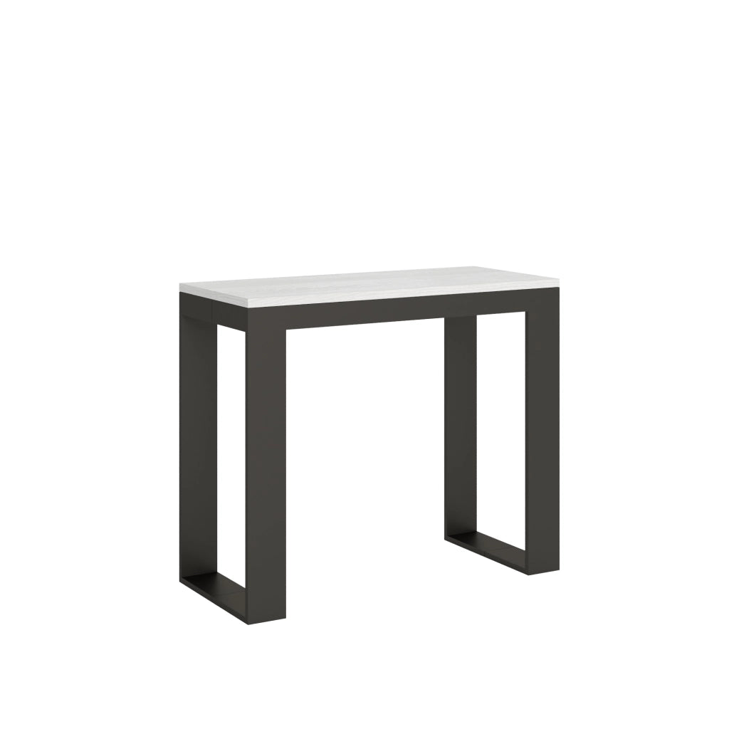 Consolle allungabile 90x40/196 cm Tekno Small Evolution Bianco Frassino telaio Antracite