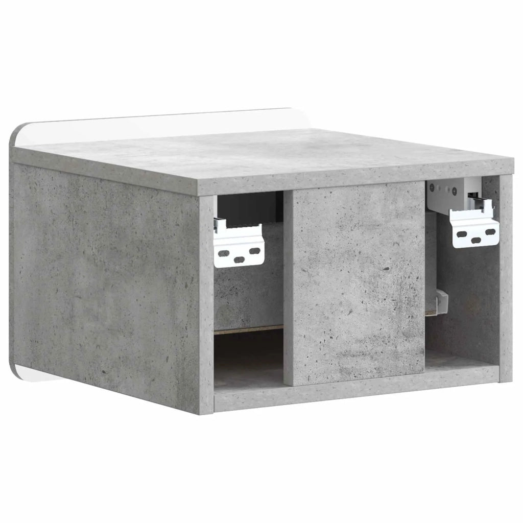 Set di 2 Comodini | Armadio da Notte | Mobiletto da notte a muro con cassetto Grigio Cemento