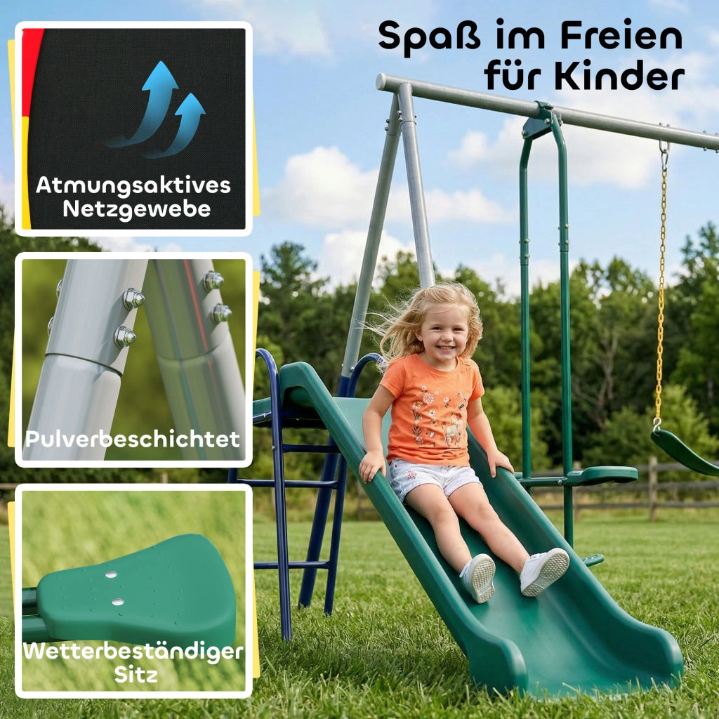 Altalena da giardino 5 in 1 con scivolo regolabile ¨C Xylo ¨C 382x196x203 cm multicolore